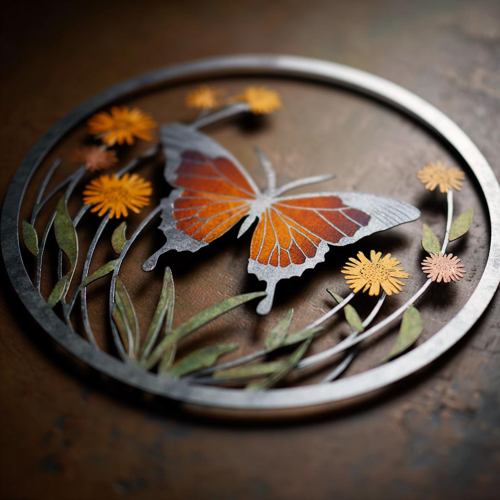 Butterfly Wildflower Metal Wall Art, UV Printed Aluminum Garden Decor