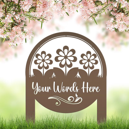 Personalized Flower Yard Sign, Mother's Day Gift, Gift for the Gardner, Flower Bed Sign, Garden Club Sign