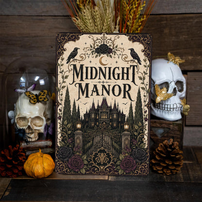 Midnight Manor Haunted Mansion Metal Sign, Haunted Mansion, Halloween Decor, Gothic Halloween, Haunted House, Halloween Signs, Spooky Decor
