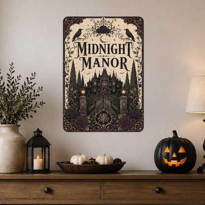 Midnight Manor Haunted Mansion Metal Sign, Haunted Mansion, Halloween Decor, Gothic Halloween, Haunted House, Halloween Signs, Spooky Decor