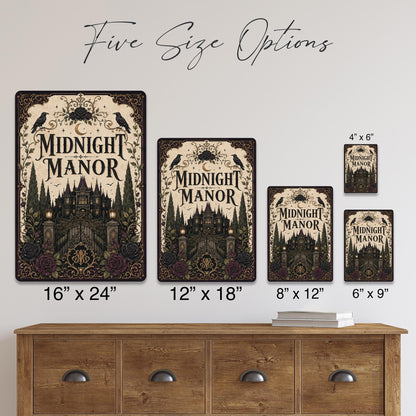 Midnight Manor Haunted Mansion Metal Sign, Haunted Mansion, Halloween Decor, Gothic Halloween, Haunted House, Halloween Signs, Spooky Decor