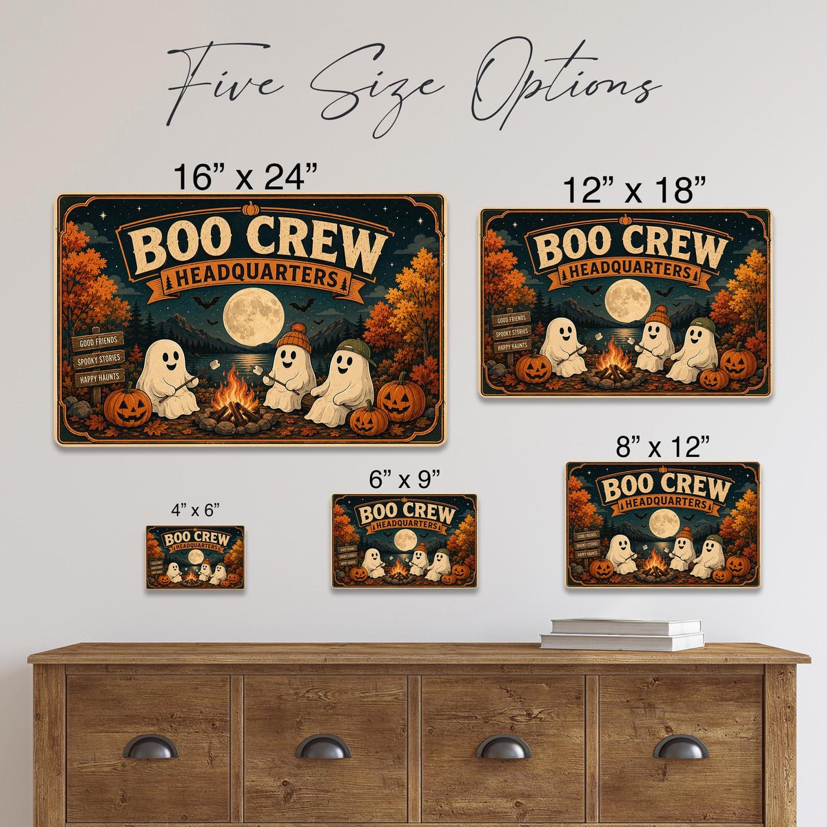 Boo Crew Headquarters Metal Sign, Ghost Campfire, Halloween Decor, Halloween Signs, Ghost Wall Decor, Spooky Campfire, Ghost Decor, Boo Crew