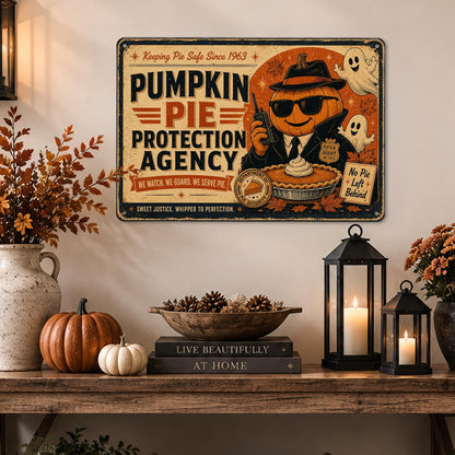 Pumpkin Pie Protection Agency Halloween Metal Sign, Funny Halloween Sign, Pumpkin Pie, Thanksgiving Decor, Fall Decor, Kitchen Decor, Pie