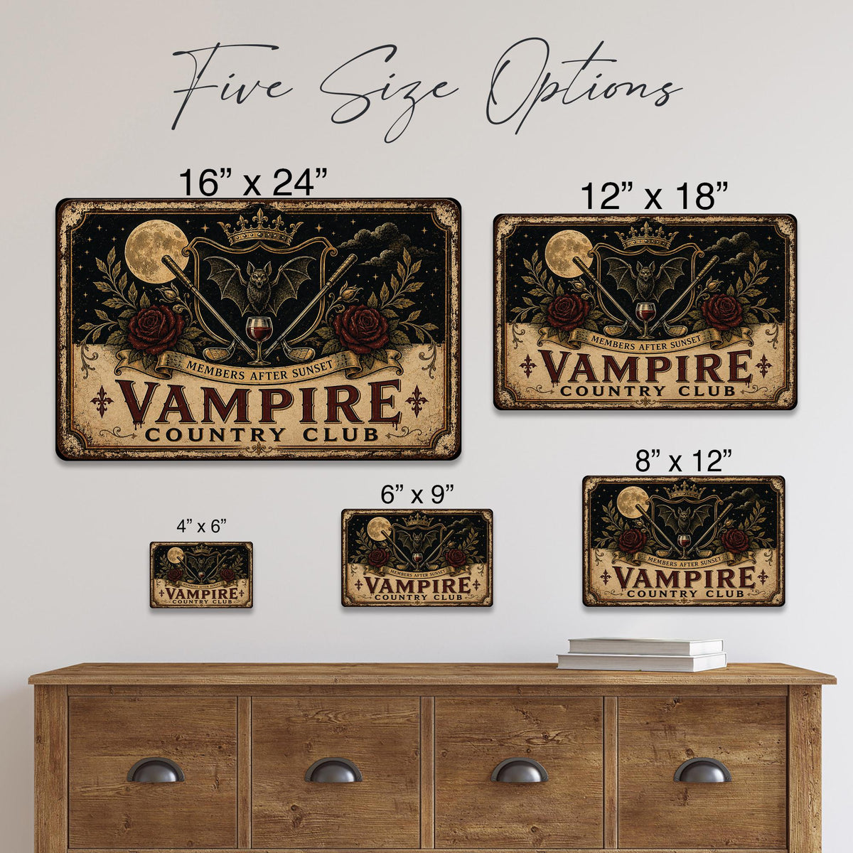 Vampire Country Club Metal Sign, Vampire Decor, Halloween Sign, Halloween Decor, Gothic Decor, Spooky Decor, Dark Academia, October Decor