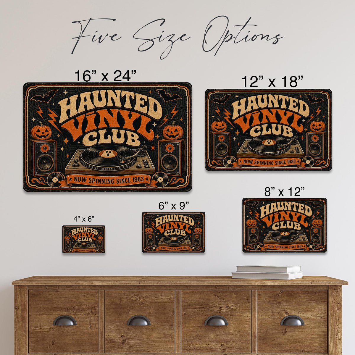 Haunted Vinyl Club Now Spinning Metal Sign, Halloween Art, Retro Halloween, Vinyl Record Decor, Music Lover Gift, October Decor, Fall Decor
