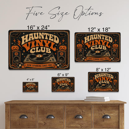 Haunted Vinyl Club Now Spinning Metal Sign, Halloween Art, Retro Halloween, Vinyl Record Decor, Music Lover Gift, October Decor, Fall Decor