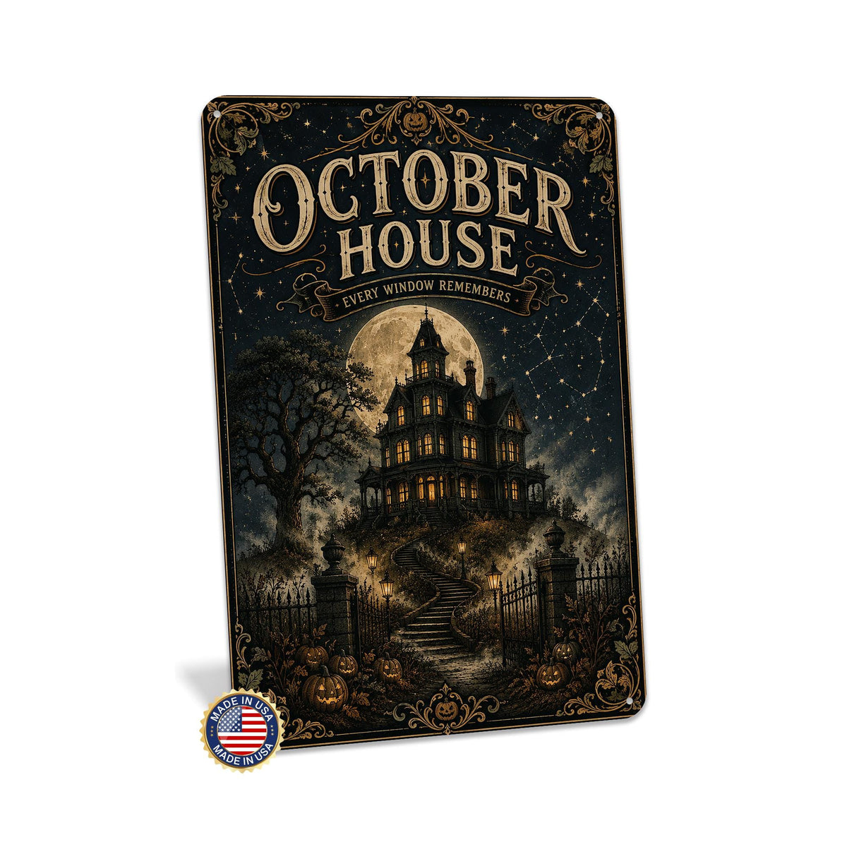 October House Metal Sign, Every Window Remembers, Halloween Sign, Haunted House, Haunted Mansion, Gothic Decor, Victorian Gothic, Moody