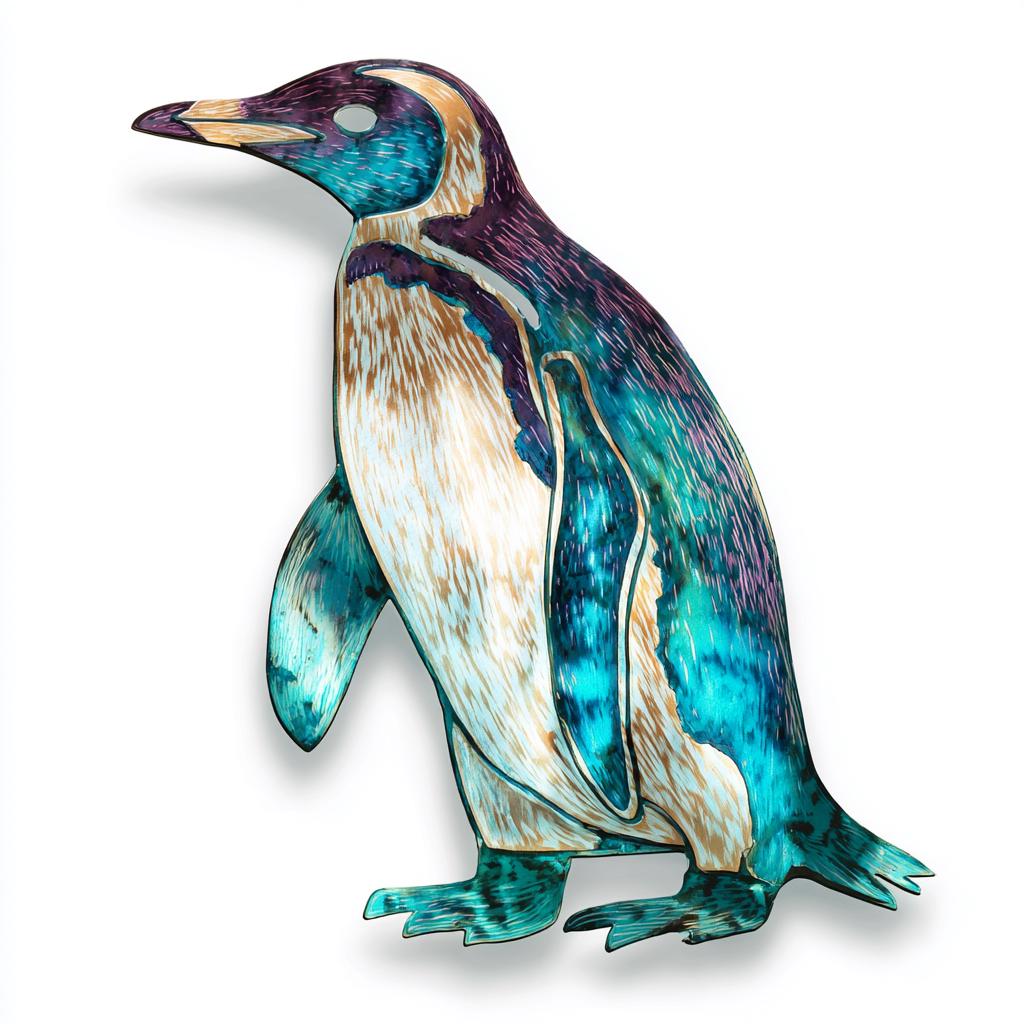 Aurora Penguin Metal Wall Art, UV Printed Aluminum Wildlife Decor