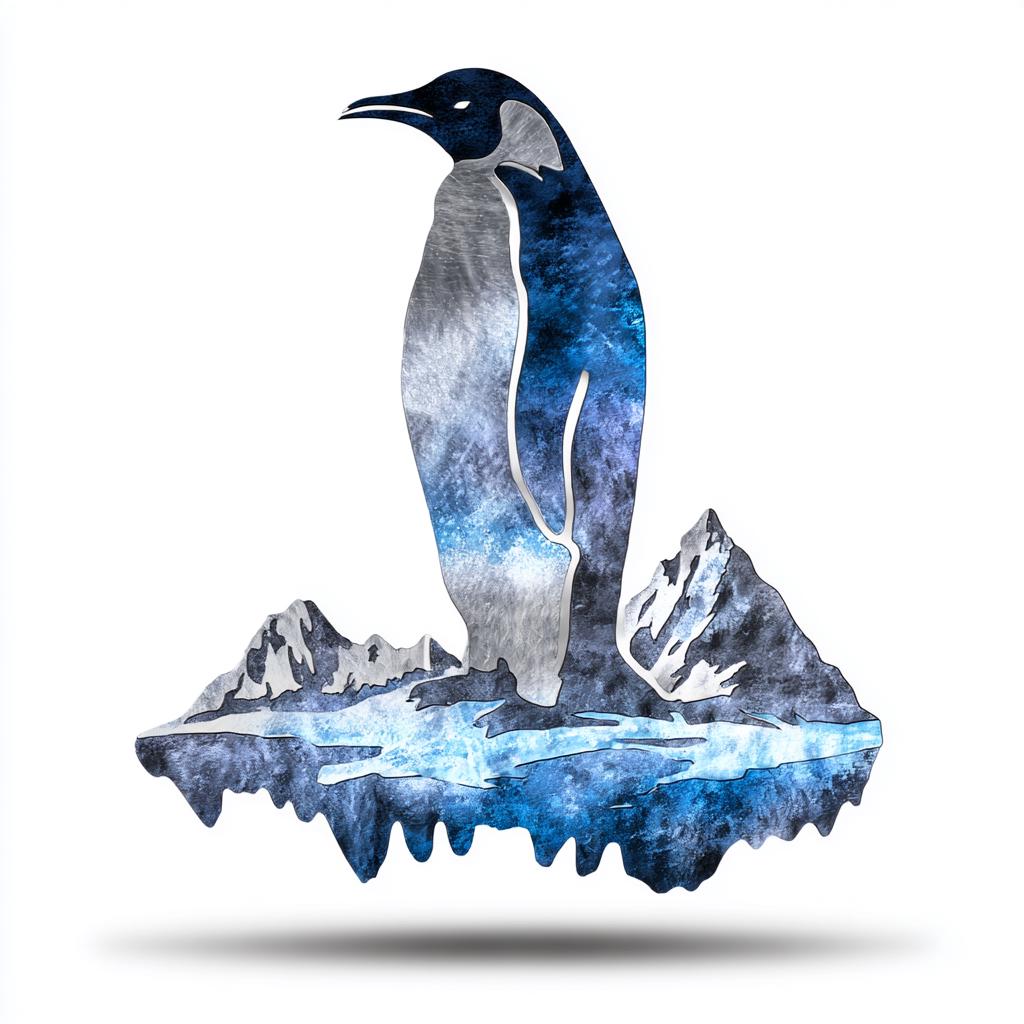Aurora Penguin Metal Wall Art, UV Printed Aluminum Wildlife Decor