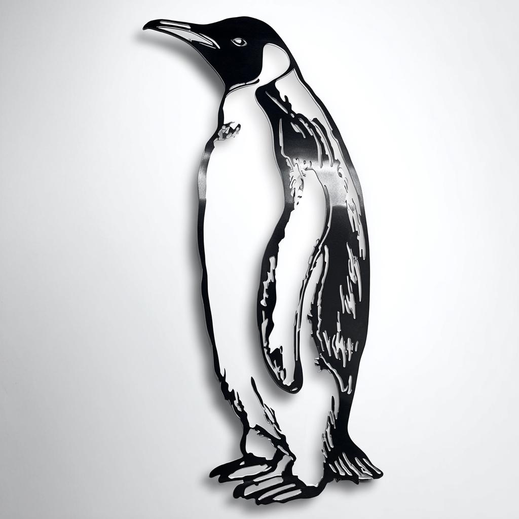 Aurora Penguin Metal Wall Art, UV Printed Aluminum Wildlife Decor