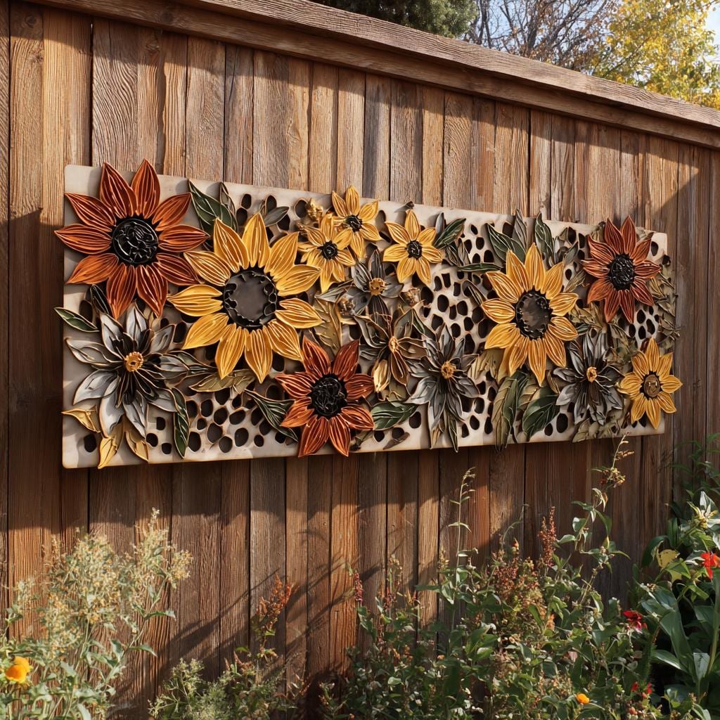 Sunflower Bee Metal Wall Art, UV Printed Aluminum Garden Decor Sign