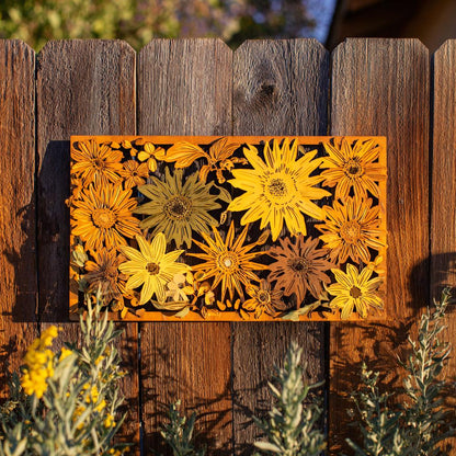 Sunflower Bee Metal Wall Art, UV Printed Aluminum Garden Decor Sign