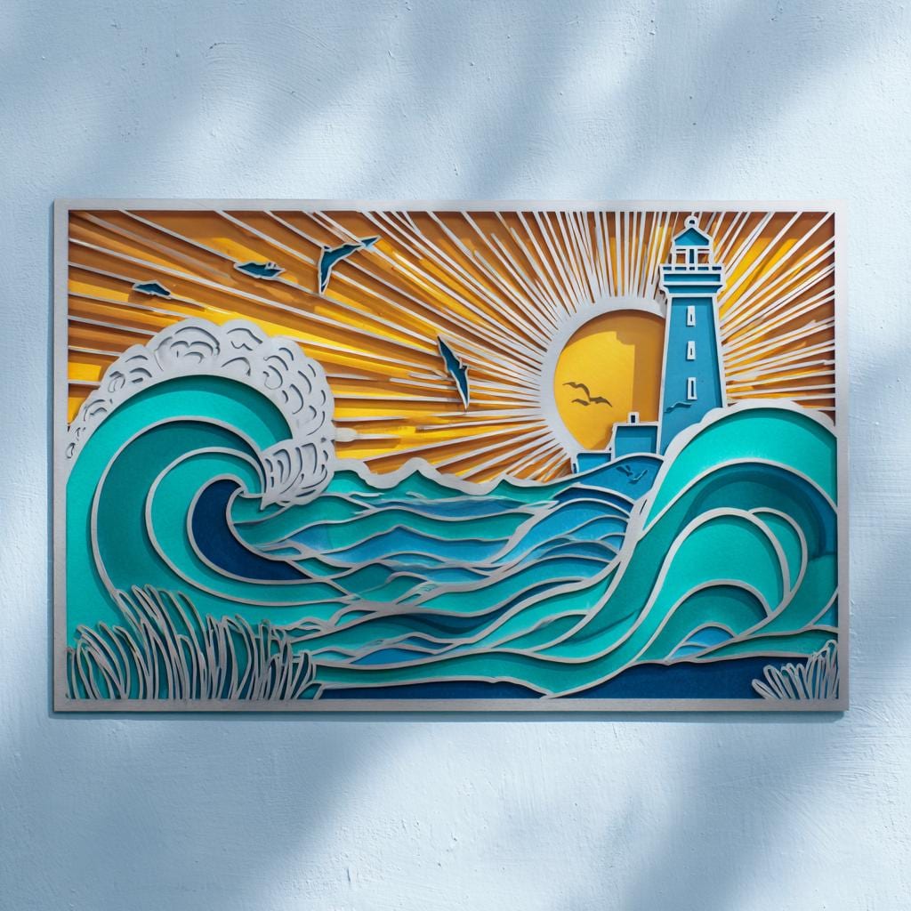 Ocean Lighthouse Metal Wall Art, Coastal Beach House Decor, UV Printed Aluminum Sign