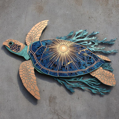 Sea Turtle Metal Wall Art, Coastal Beach House Decor, UV Printed Aluminum Sign