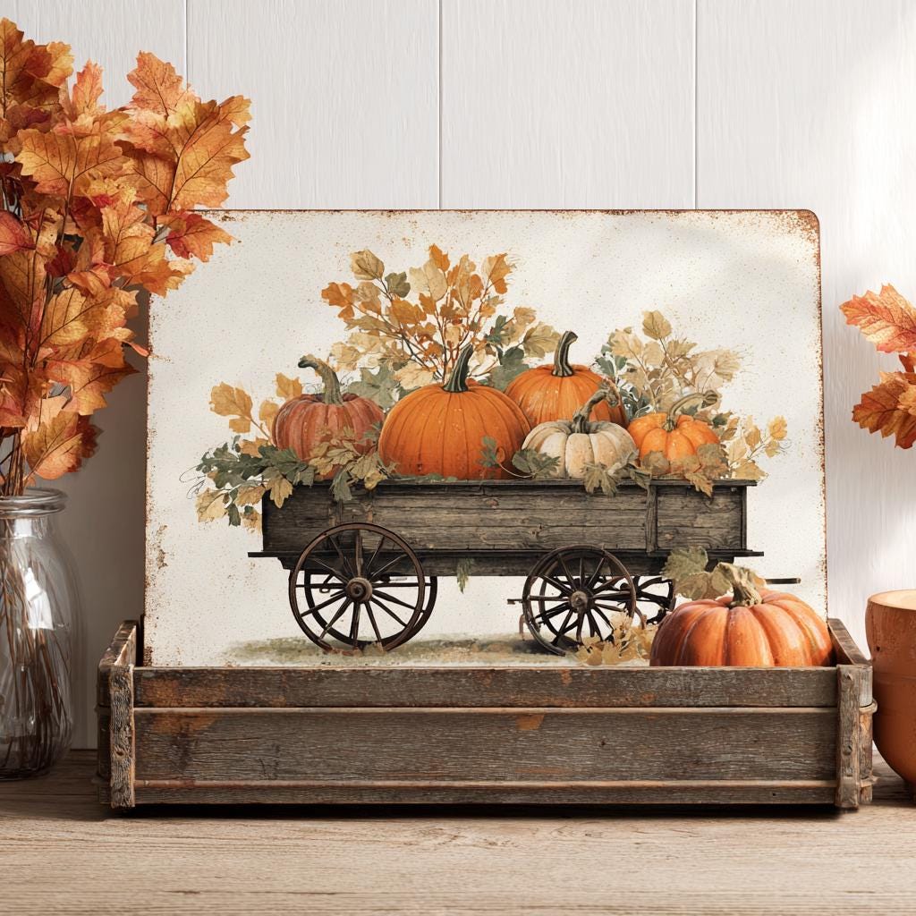 UV Printed Aluminum Pumpkin Metal Wall Art, Fall Harvest Decor