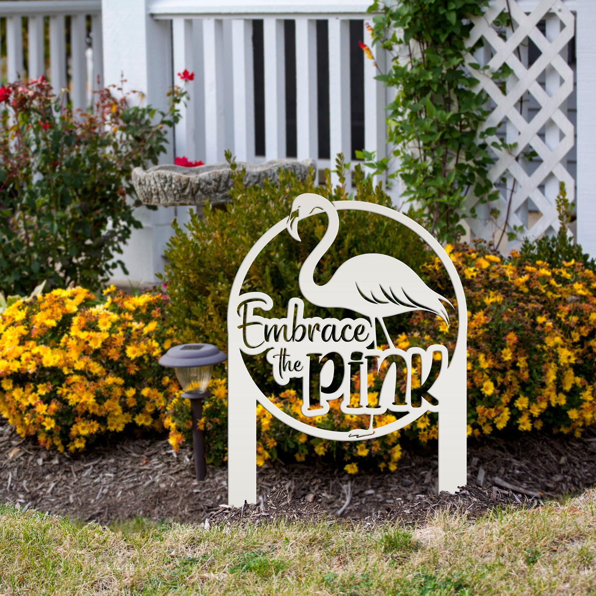 Whimsical Pink Flamingo Yard Stake Decor - Novelty Metal Garden Art - Charming Laser Cut Sign - Tropical Lawn Decoration - Embrace the Pink