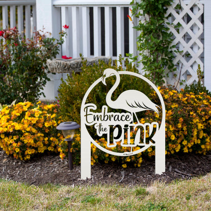 Whimsical Pink Flamingo Yard Stake Decor - Novelty Metal Garden Art - Charming Laser Cut Sign - Tropical Lawn Decoration - Embrace the Pink