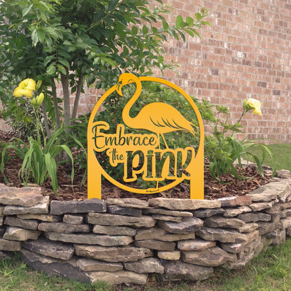 Whimsical Pink Flamingo Yard Stake Decor - Novelty Metal Garden Art - Charming Laser Cut Sign - Tropical Lawn Decoration - Embrace the Pink