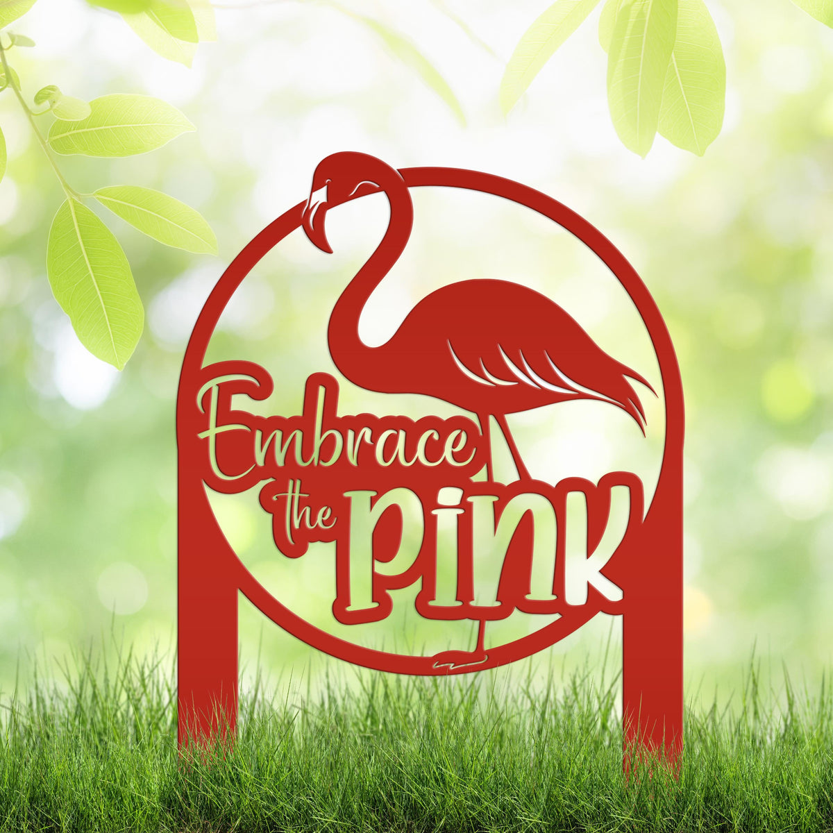 Whimsical Pink Flamingo Yard Stake Decor - Novelty Metal Garden Art - Charming Laser Cut Sign - Tropical Lawn Decoration - Embrace the Pink