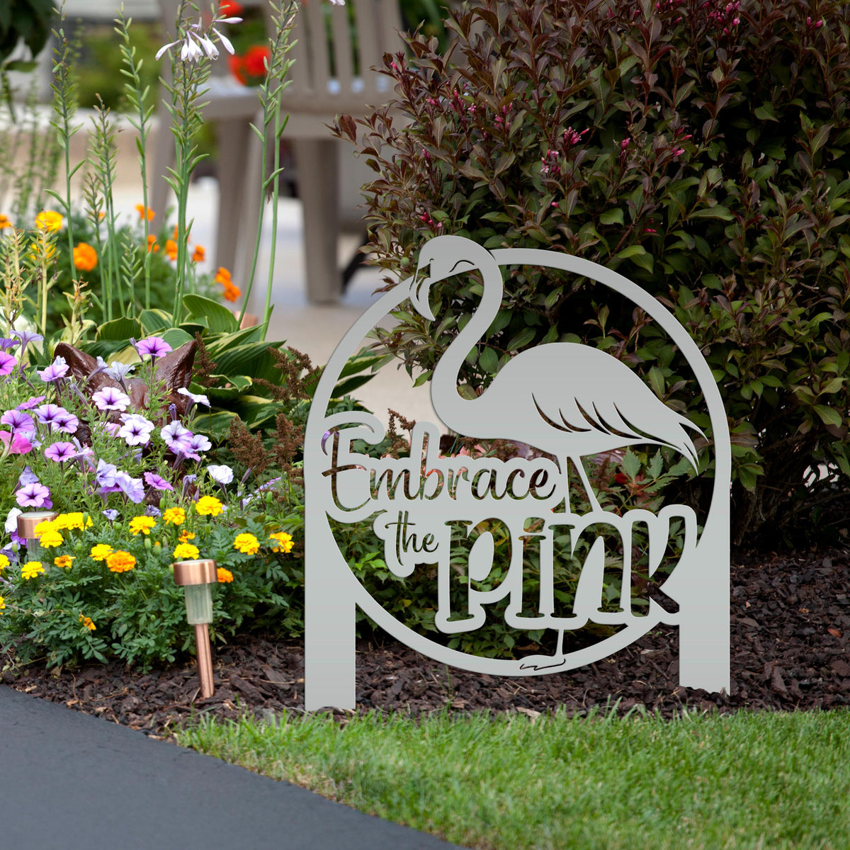 Whimsical Pink Flamingo Yard Stake Decor - Novelty Metal Garden Art - Charming Laser Cut Sign - Tropical Lawn Decoration - Embrace the Pink