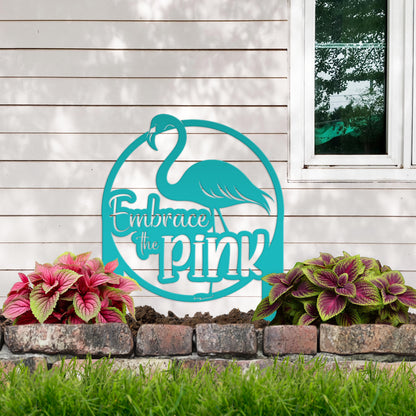 Whimsical Pink Flamingo Yard Stake Decor - Novelty Metal Garden Art - Charming Laser Cut Sign - Tropical Lawn Decoration - Embrace the Pink