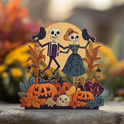 Dancing Skeletons Halloween Garden Stake, UV Printed Aluminum Yard Art