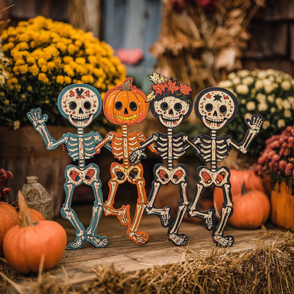 Dancing Skeletons Halloween Garden Stake, UV Printed Aluminum Yard Art