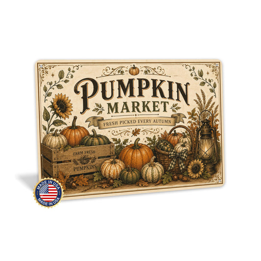 Pumpkin Market Vintage Farmhouse Metal Sign, Pumpkin Sign, Halloween Decor, Fall Market Sign, Fall Decor, Autumn Decor, Pumpkin Decor