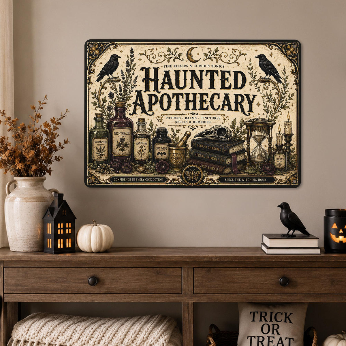 Haunted Apothecary Metal Sign, Haunted House, Halloween Decor, Gothic Halloween, Witchy Decor, Potion Shop Sign, Spooky Season, Potions