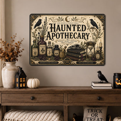Haunted Apothecary Metal Sign, Haunted House, Halloween Decor, Gothic Halloween, Witchy Decor, Potion Shop Sign, Spooky Season, Potions