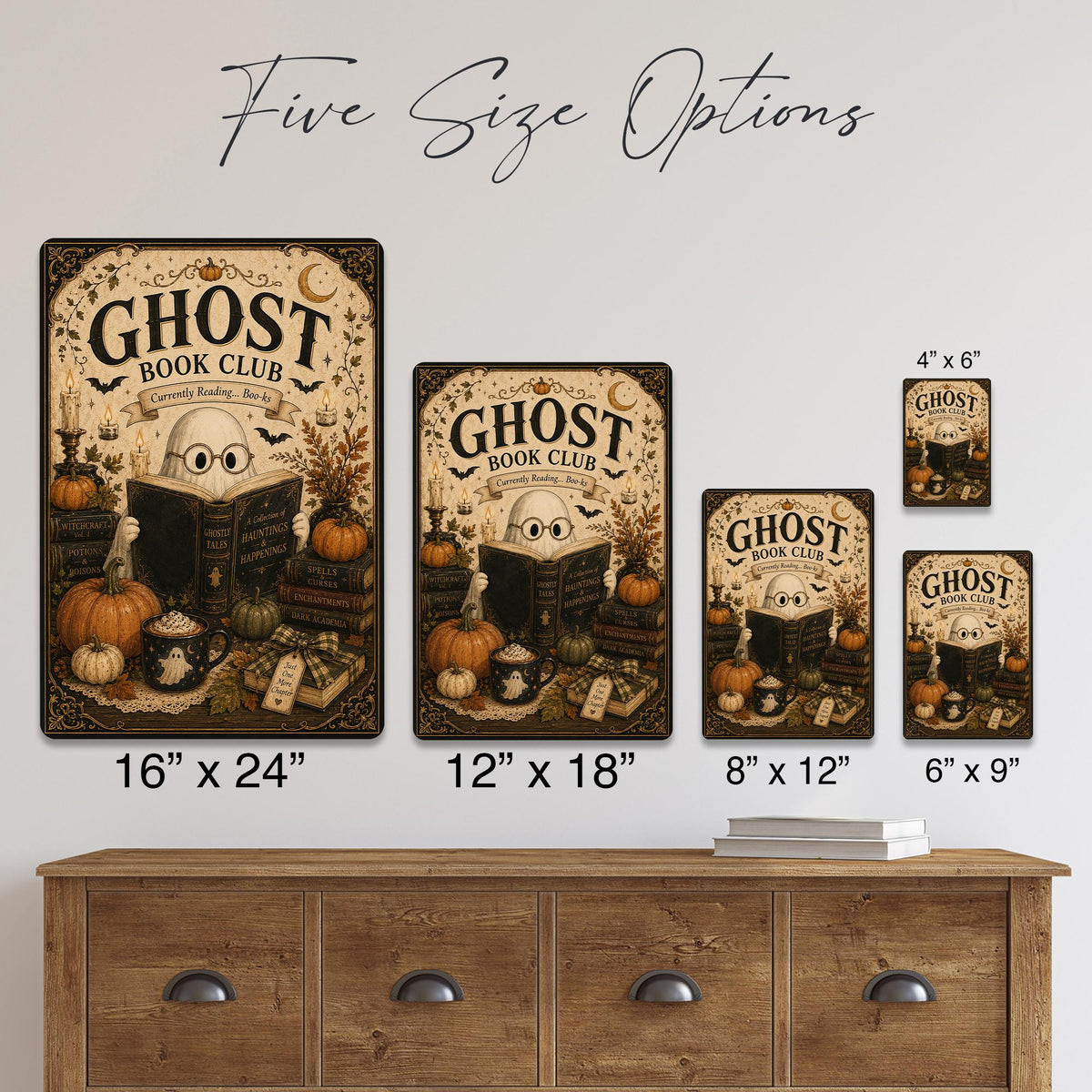 Ghost Book Club Halloween Metal Sign, Ghost Decor, Halloween Decor, Cute Ghost Sign, Spooky Book Club, Halloween Books, Book Lover Gift