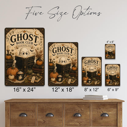 Ghost Book Club Halloween Metal Sign, Ghost Decor, Halloween Decor, Cute Ghost Sign, Spooky Book Club, Halloween Books, Book Lover Gift