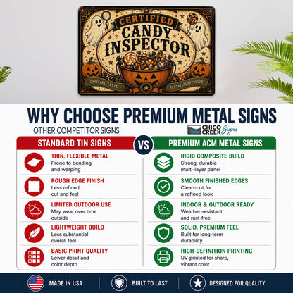 Certified Candy Inspector Metal Sign, Halloween Candy, Trick Or Treat, Halloween Signs, Candy Lover Gift, Spooky Season, Halloween Decor