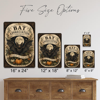 Bat Appreciation Society Metal Sign, Halloween Bat, Bat Lover Gift, Spooky Bat Decor, Halloween Sign, Spooky Season, Halloween Decor