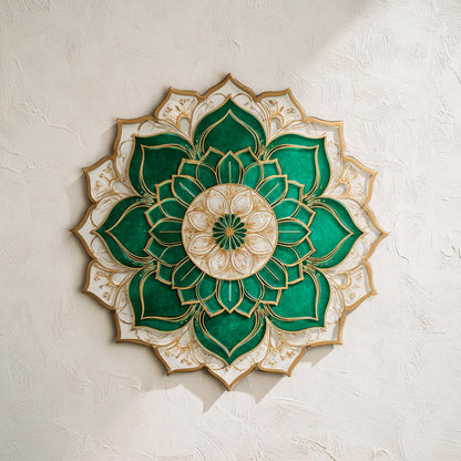 Lotus Mandala Metal Wall Art, Boho Floral Aluminum Decor, Sacred Geometry Hanging (UV Printed)