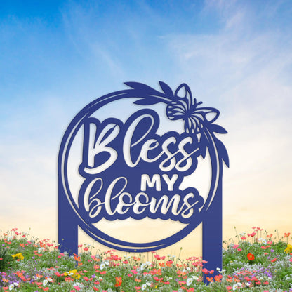Bless My Blooms Metal Yard Stake - Garden Decor
