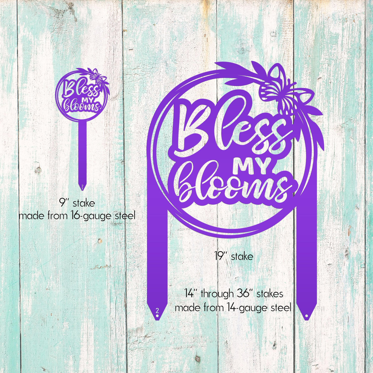 Bless My Blooms Metal Yard Stake - Garden Decor