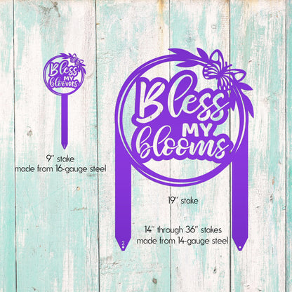 Bless My Blooms Metal Yard Stake - Garden Decor