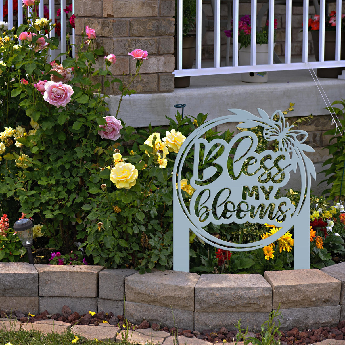 Bless My Blooms Metal Yard Stake - Garden Decor