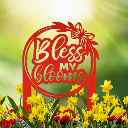 Bless My Blooms Metal Yard Stake - Garden Decor
