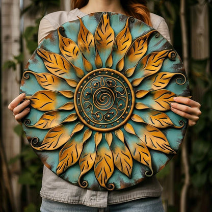 Rustic Sunflower Metal Wall Art, Golden Floral Farmhouse Sign, UV Printed Aluminum Decor