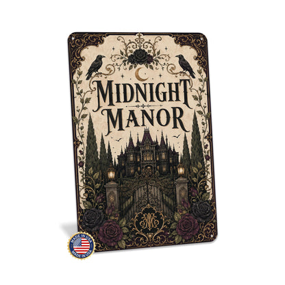 Midnight Manor Haunted Mansion Metal Sign, Haunted Mansion, Halloween Decor, Gothic Halloween, Haunted House, Halloween Signs, Spooky Decor