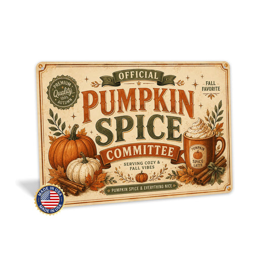 Official Pumpkin Spice Committee Metal Sign, Pumpkin Spice Lover, Halloween Decor, Vintage Halloween, Fall Signs, Pumpkin Sign, Fall Decor