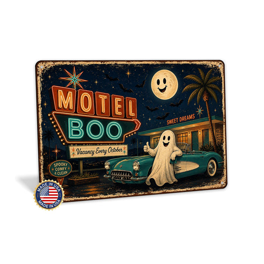 Motel Boo Vacancy Every October Ghost Metal Sign, Motel Sign, Halloween Decor, Vintage Halloween, Haunted Hotel, Ghost Decor, Spooky Decor