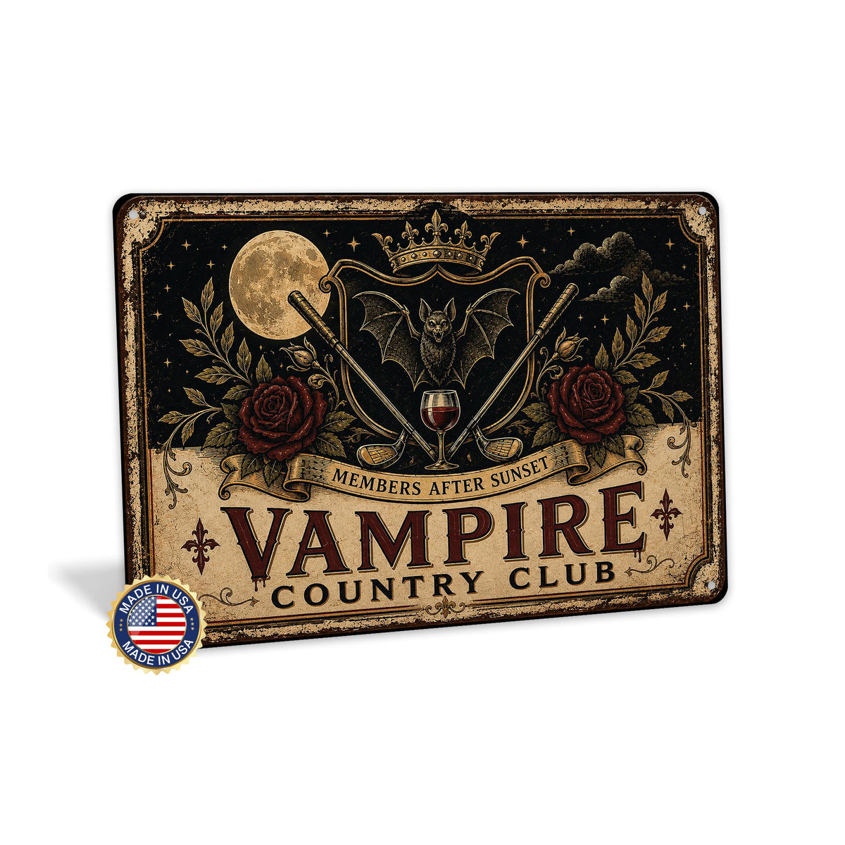 Vampire Country Club Metal Sign, Vampire Decor, Halloween Sign, Halloween Decor, Gothic Decor, Spooky Decor, Dark Academia, October Decor