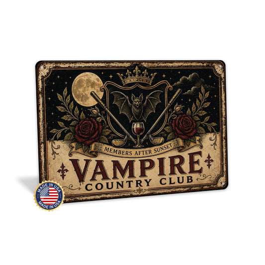 Vampire Country Club Metal Sign, Vampire Decor, Halloween Sign, Halloween Decor, Gothic Decor, Spooky Decor, Dark Academia, October Decor