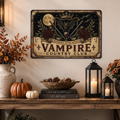 Vampire Country Club Metal Sign, Vampire Decor, Halloween Sign, Halloween Decor, Gothic Decor, Spooky Decor, Dark Academia, October Decor