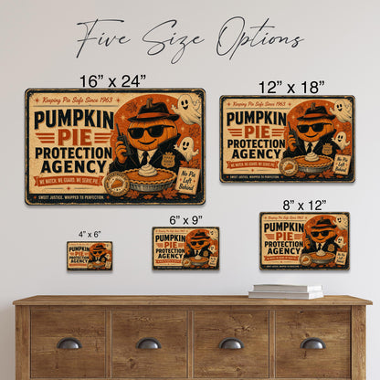 Pumpkin Pie Protection Agency Halloween Metal Sign, Funny Halloween Sign, Pumpkin Pie, Thanksgiving Decor, Fall Decor, Kitchen Decor, Pie