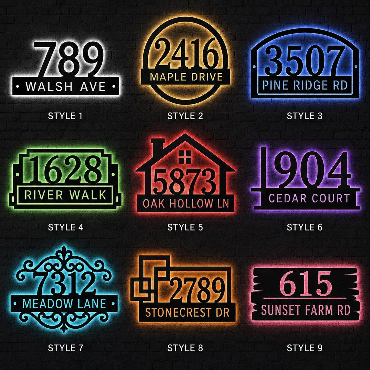 Personalized Address Wall Light, Custom Metal House Number Sign, Street Name LED Decor, Outdoor Porch Accent, Homeowner Gift