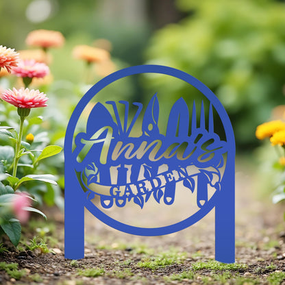 Metal Garden Tool Stake - Personalized Yard Decor - Custom Garden Decoration - Cute Lawn Ornament - Unique Mother's Day Gift - Garden Art